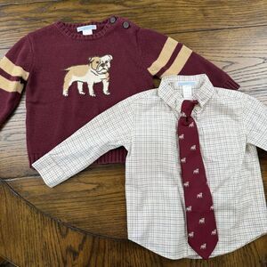 Janie and Jack Fall Bundle Sweater Tie Shirt Matching Set